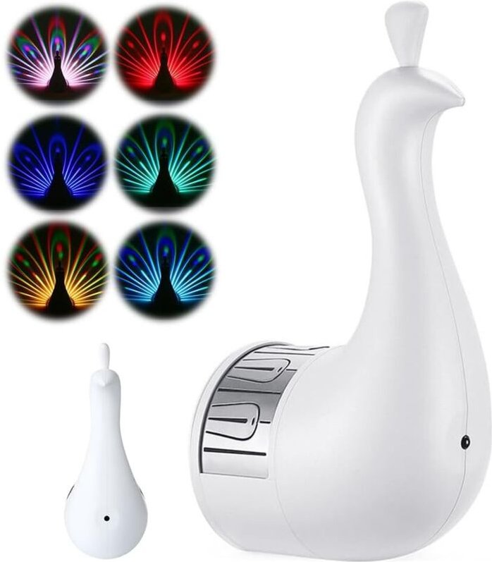 Ineasicer - Pfauen-Wandleuchte, LED-Pfauen-Wandleuchte mit Fernbedienung, Pfauen-Nachtlicht mit USB-Aufladung,