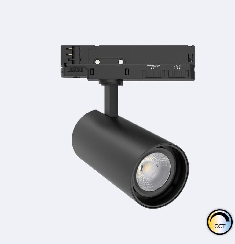Efectoled - 3-Phasenstromschiene LED-Strahler 30W Fasano cct Dimmbar dali Schwarz (2700K - 3200K - 4000K) Wählbar