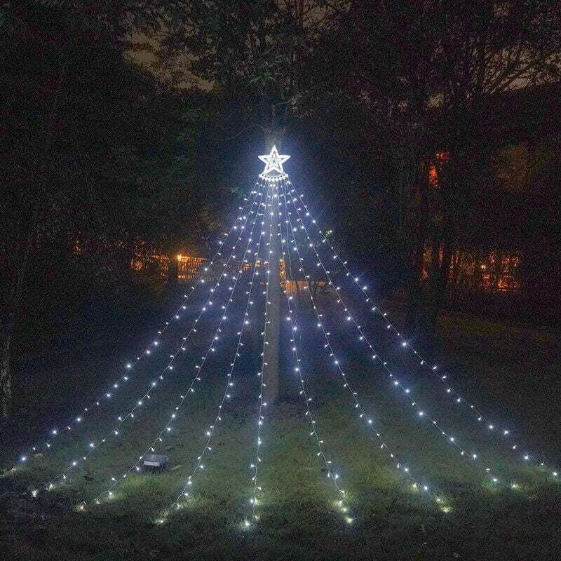 Lichterkette für den Außenbereich - Lichterkette mit 9 Lichtern, 350 LEDs, für künstliche Weihnachtsbäume, Kaltweiß [Ene...