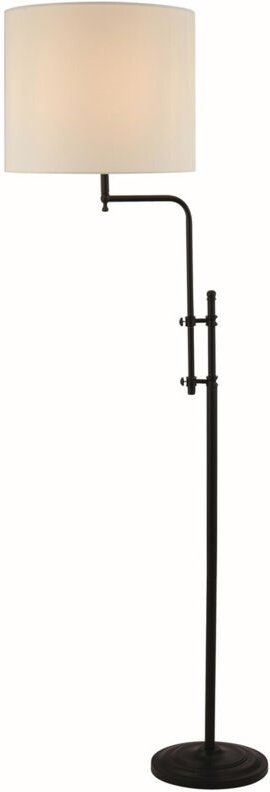 Munich Verstellbare Stehlampe, Mattschwarz, Leinenschirm