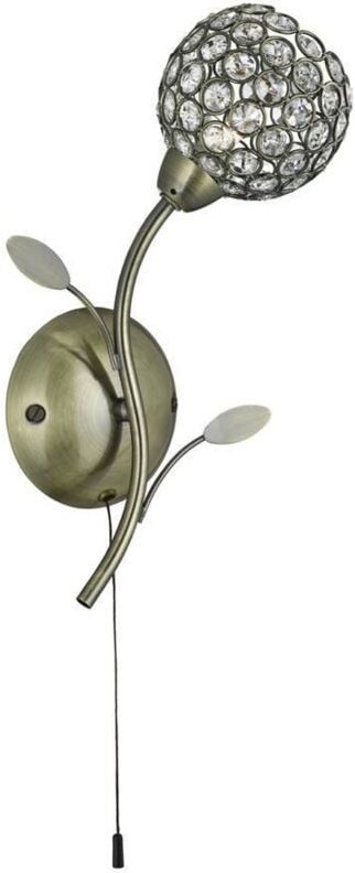 Searchlight Bellis - 1 Licht Innenblumen Design Glas Wandleuchte Schwarz Antik Messing, G9