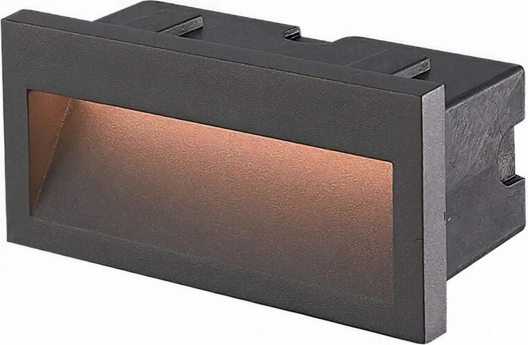 Medi empotrable de pared exterior rectangular con luz led blanco cálido 3000K en color gris urbano