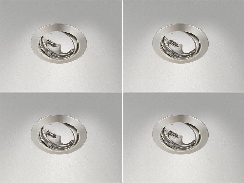 Runde Einbaustrahler Decke im 4er Set schwenkbar Silber matt GU10