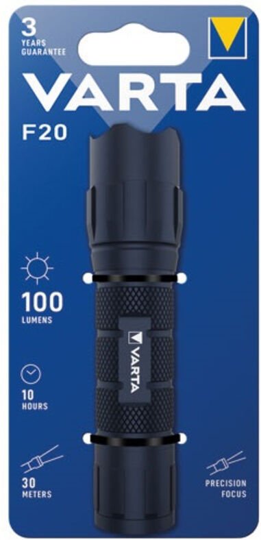 Varta - Taschenlampe F20 led (Aluminiumgehäuse, Präzisionsfokus, klein, batteriebetrieben), Farbe blau