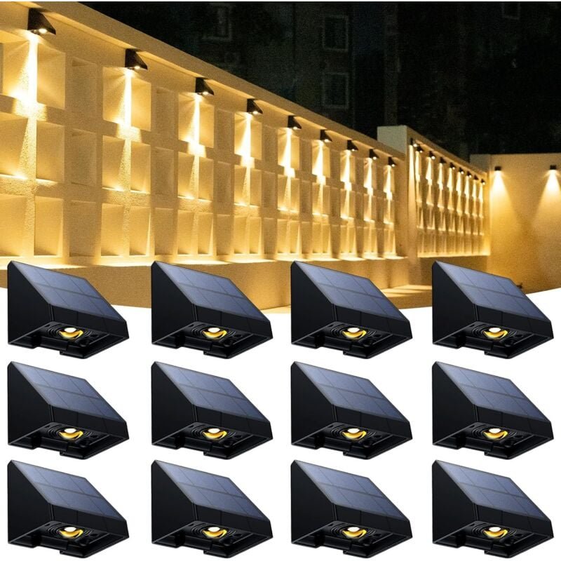 Thumbnail - Solar-Wandleuchte für den Außenbereich, 12 Artikel, Solar-Wandleuchte für den Außenbereich, warmweiß, Solarlampe für den...