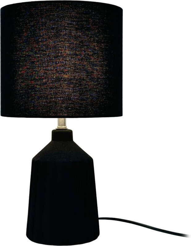 Thumbnail - Relaxdays Tischlampe, gemusterter Keramikfuß, Stoffschirm, E27, HxD: 42 x 23 cm, Nachttischlampe mit Kabel, schwarz