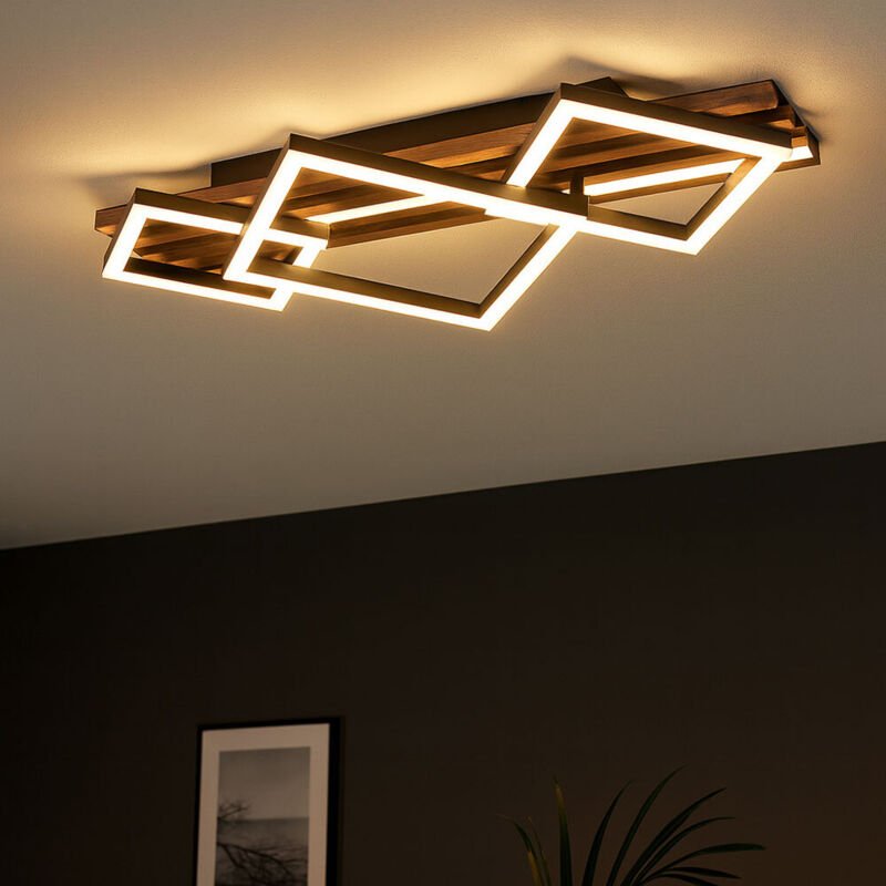 Thumbnail - Deckenleuchte Deckenlampe Holzlampe LED Schlafzimmerlampe 3 Stufen L 61 cm