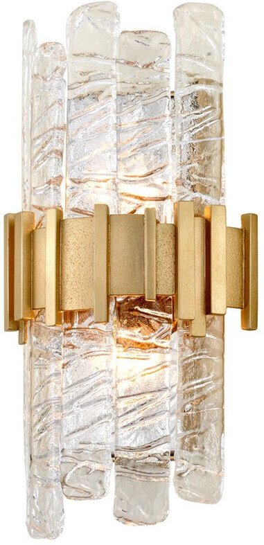 Ciro 2 Licht Wandleuchte antique Blatt Edelstahl, Glas