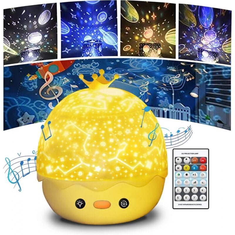 Linghhang - LED-Nachtlichtprojektor mit Fernbedienung, 360 ° drehbar, 6 Arten von Lichtprojektionen, 8 Arten von Musik, ...