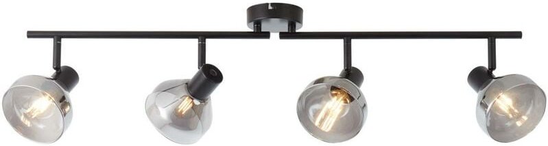 Lampe Reflekt Spotrohr 4flg schwarzmatt/rauchglas 4x D45, E14, 18W, geeignet für Tropfenlampen (nicht enthalten) Köpfe s...