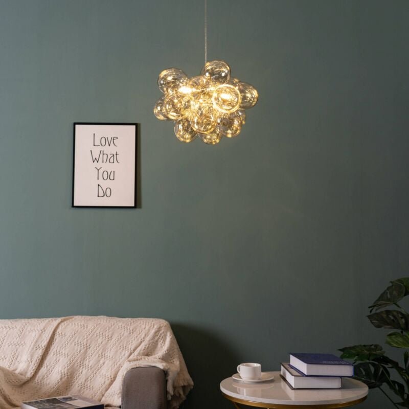 Designer Hängelampe mit 17 bernsteinfarbenen Gläsern - Bartali