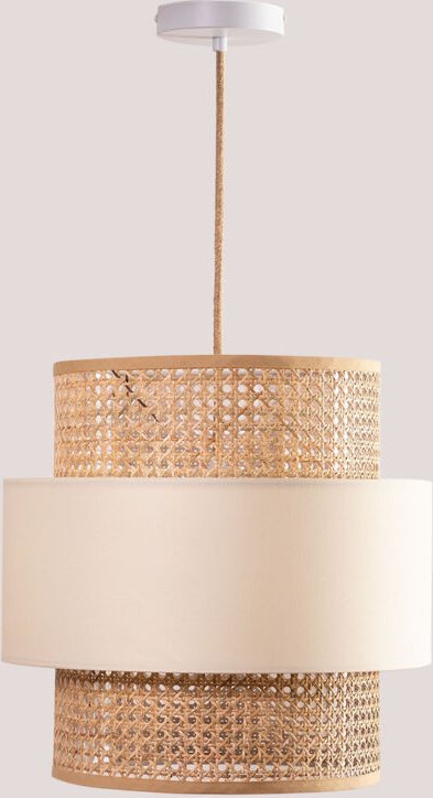 Sklum - Satu Rattan-Deckenleuchte Beige Leinen