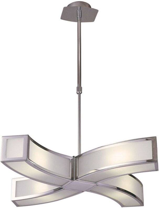 Inspired Mantra Duna GU10 Pendelleuchte mit 4 Leuchten, L1/SGU10, gebogen, poliertes Chrom/weißes Acryl, Kompaktleuchtst...