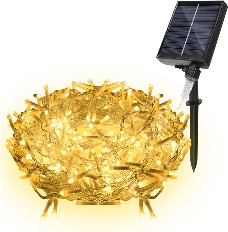Thumbnail - SWANEW 10M LED Solar Lichterkette Außen Wasserdicht LED Eisregen 400 LEDs Eiszapfen Lichtervorhang mit Fernbedienung Inn...