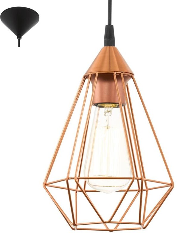 Eglo - Pendelleuchte Tarbes kupfer-schwarz ø 17,5 cm E27 Pendelleuchte