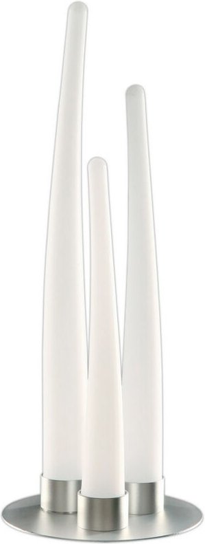 Inspired Mantra Estalacta Tischleuchte 3-flammig GU10 Innen/Außen IP44, Silber/Opalweiß