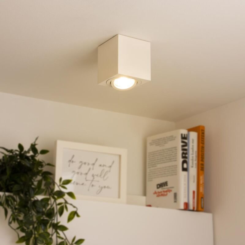 Eckiger Aufbaustrahler schwenkbar Deckenbeleuchtung - Farbe: weiß - LED Leuchtmittel: GU10 5W Warmweiß 230V 40°