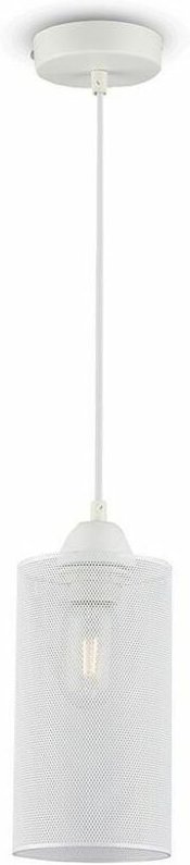 V-TAC LED-Kronleuchter aus Metall in Zylinderform mit E27-Lampenfassung (max. 60 W), Farbe Mattweiß