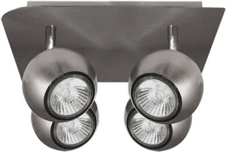 Fabrilamp - Ceiling de Ceiling Nickel mit verstellbaren Strahlern. Inklusive 4xGU10 Halogenbirne. Maßnahmen 22x22cm,