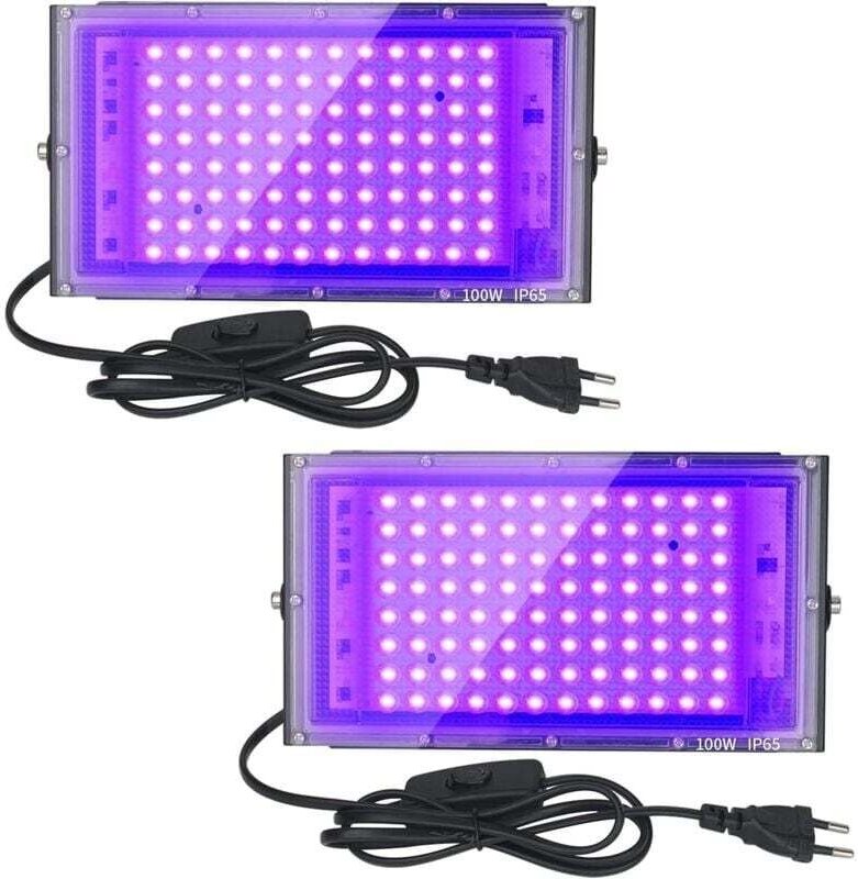 Stück 100W UV-LED-Projektor Schwarzlicht IP65 wasserdicht, Ultraviolett-LED-Lampe, Effektbeleuchtung für Aquarium, Party...