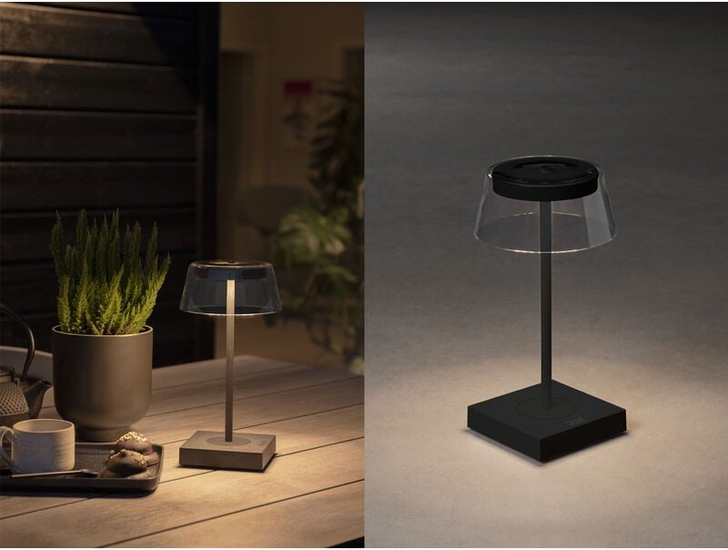 Konstsmide Lighting - Wiederaufladbare led Outdoor Akku Tischleuchte scilla dimmbar Schwarz, Höhe 27cm