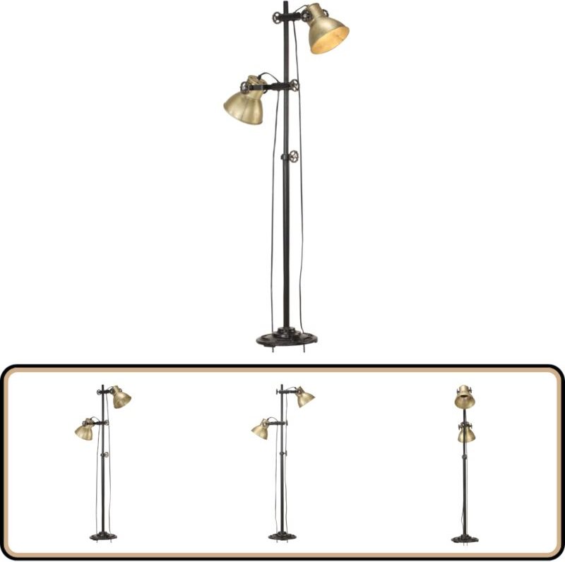 Stehlampe 2-flammig Messing E27 Gusseisen - Industrielle Lampe - Stehlampe - Metallleuchte - Vintage Lampe - Messinglamp...