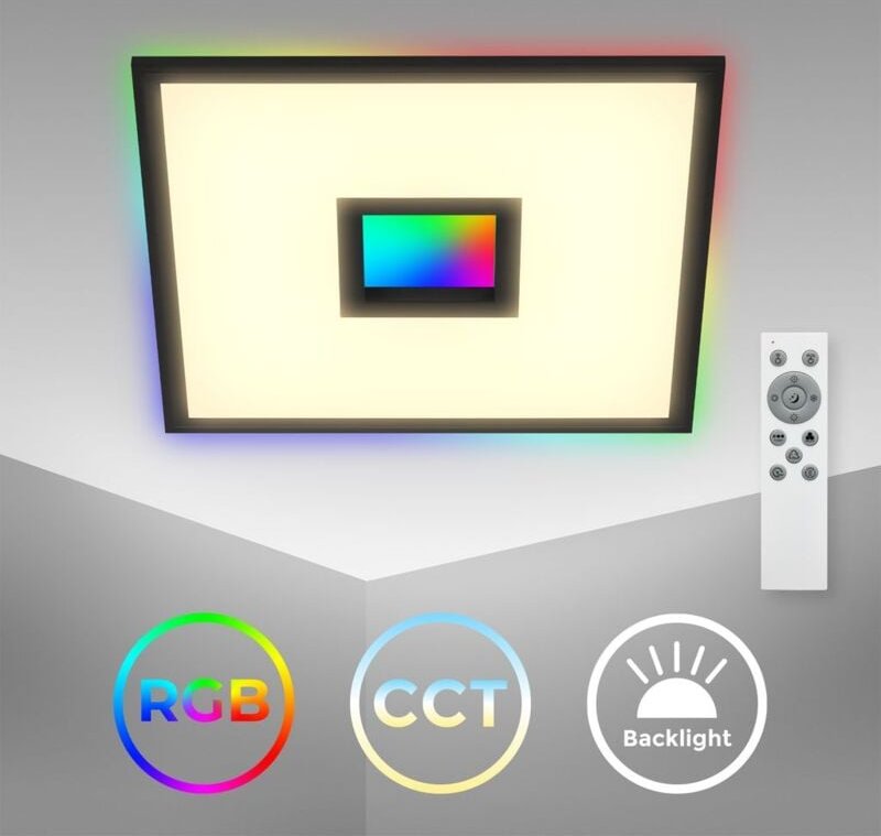 Led Panel mit Backlight dimmbar - 44,5x44,5 cm - Deckenlampe Büro flach 24W 2200lm cct 3000-6500K Fernbedienung Memory T...