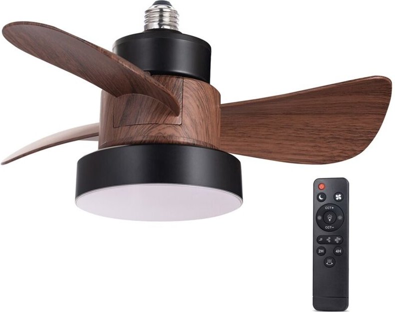 Bayad LED-Ventilator Schwarz+Eiche 15W 1400Lm CCT Dim