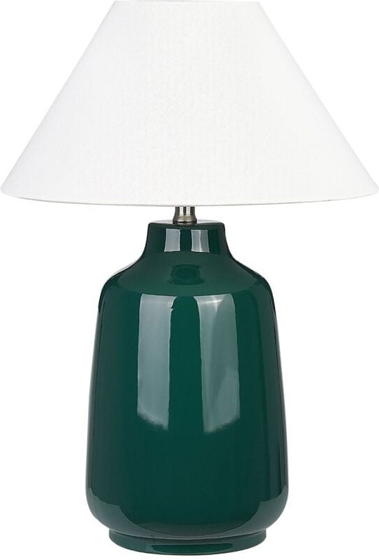 Beliani - Tischleuchte Dunkelgrün Keramiksockel Stoffschirm Raumbeleuchtung Nachttischlampe