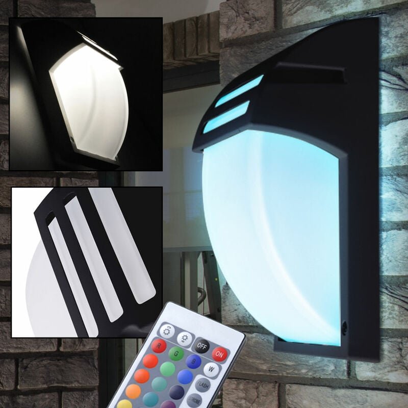 Wand Lampe Fernbedienung Fassaden Garten Außen Leuchte dimmbar im Set inkl. rgb led Leuchtmittel