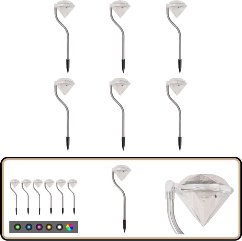 LED-Solarleuchten 6 Stk. 9x7,8x29,5 cm - Solarleuchte - Gartenleuchte - Außeleuchte - LED-Lampe - Sonnenenergie