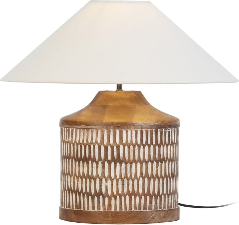 Tischlampe 27X27X35 Holz weiß gewaschen/Ohne Lampenschirm