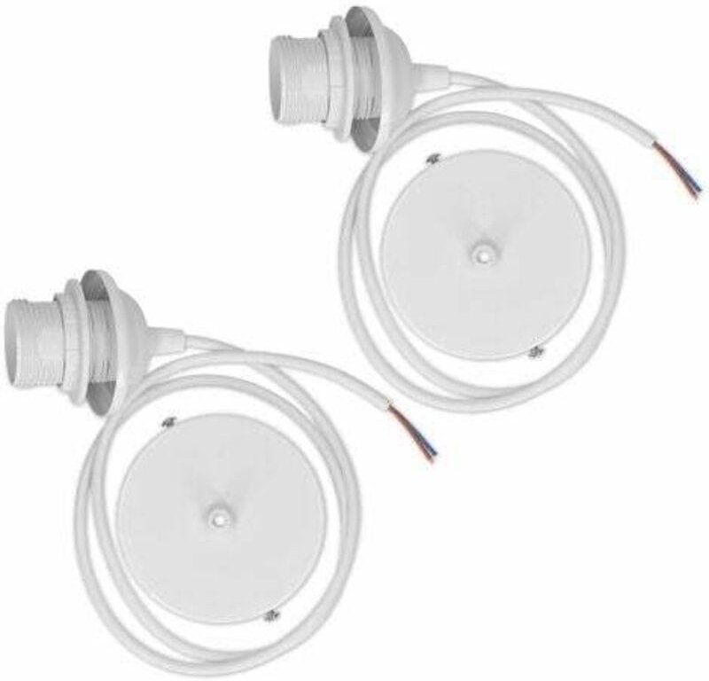 2x Elektrokabel für Lampe, Kabel mit E27-Fassung und Befestigungsring, Aufhängehalterung für Deckenleuchte, Weiß - Labla...
