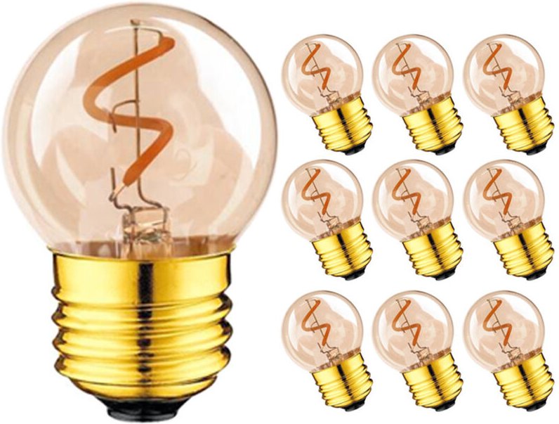 G40 E27 LED Retro-Glühbirne im Edison-Stil, 1 W, bernsteinfarbenes Glas, spiralförmiger Glühfaden, 220 V, Kaffeebraun, W...