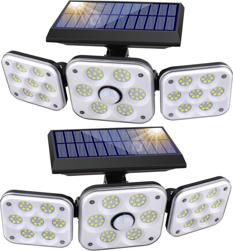 Set aus 2 Solar-Außenleuchten mit Bewegungsmelder, 138 LEDs, Schutzart IP44 (wasserdicht) und 3 Beleuchtungsmodi für meh...