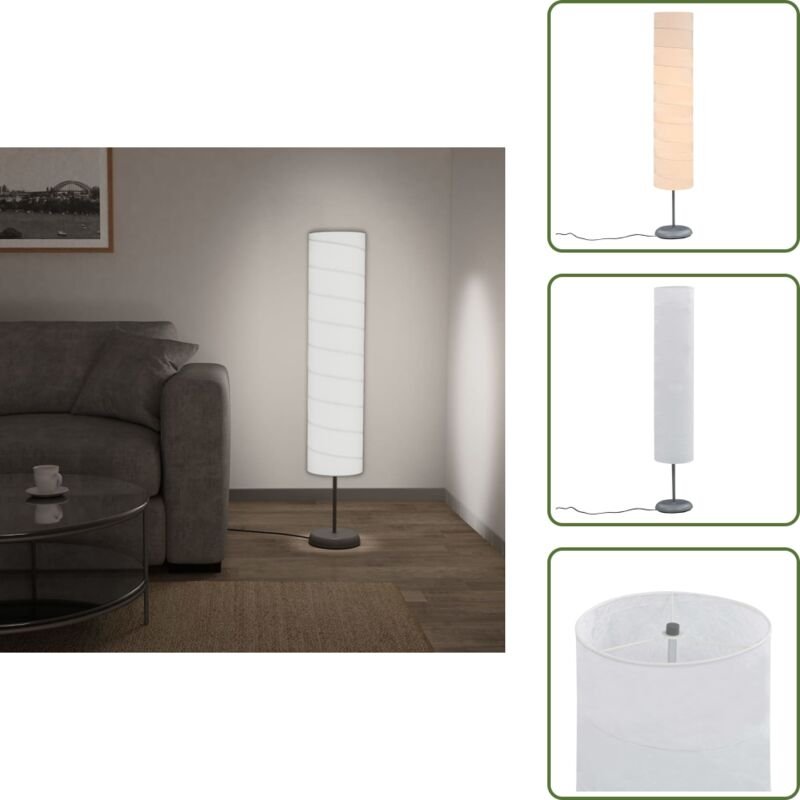 Standleuchte 121 cm Weiß E27 - Stehlampe - Wohnraumbeleuchtung - Reispapierlampe - Moderne Beleuchtung - Industrielle De...