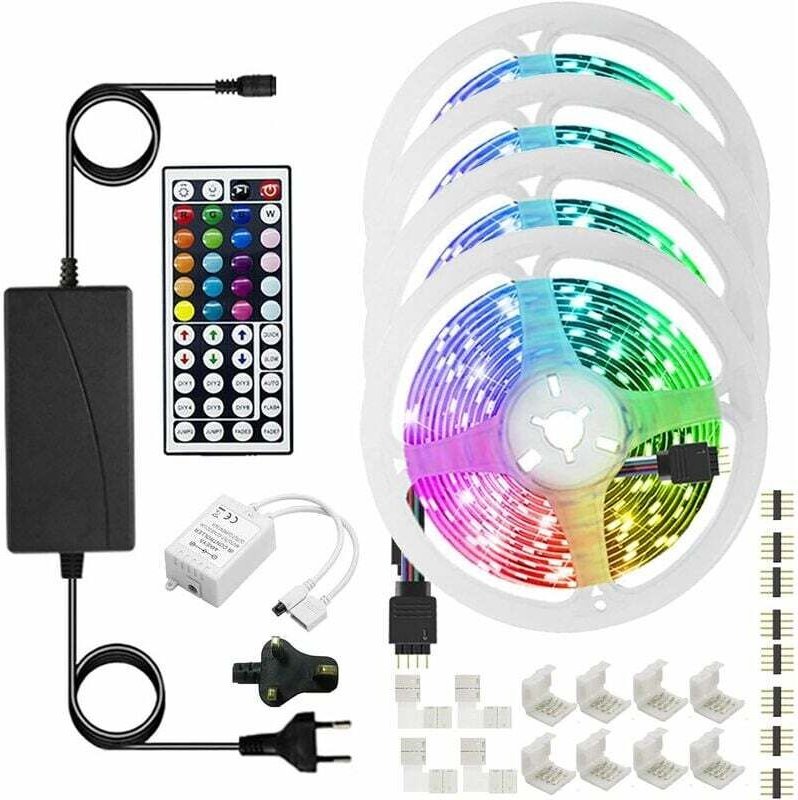 20 m RGB-LED-Lichtstreifen, dimmbarer Bluetooth-LED-Lichtstreifen mit APP-Steuerung, 44-Tasten-Fernbedienung, Timereinst...