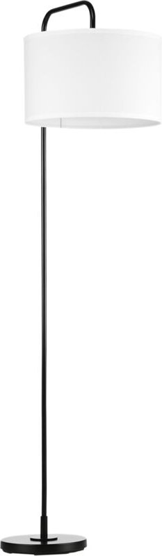 Stehlampe mit Fußschalter, Bodenlampe mit Stoffschirm, Stahl, Weiß