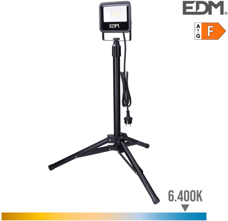 LED-Projektor mit Stativ 30 w 2370 lm 6400 k Kaltlicht Black Series EDM