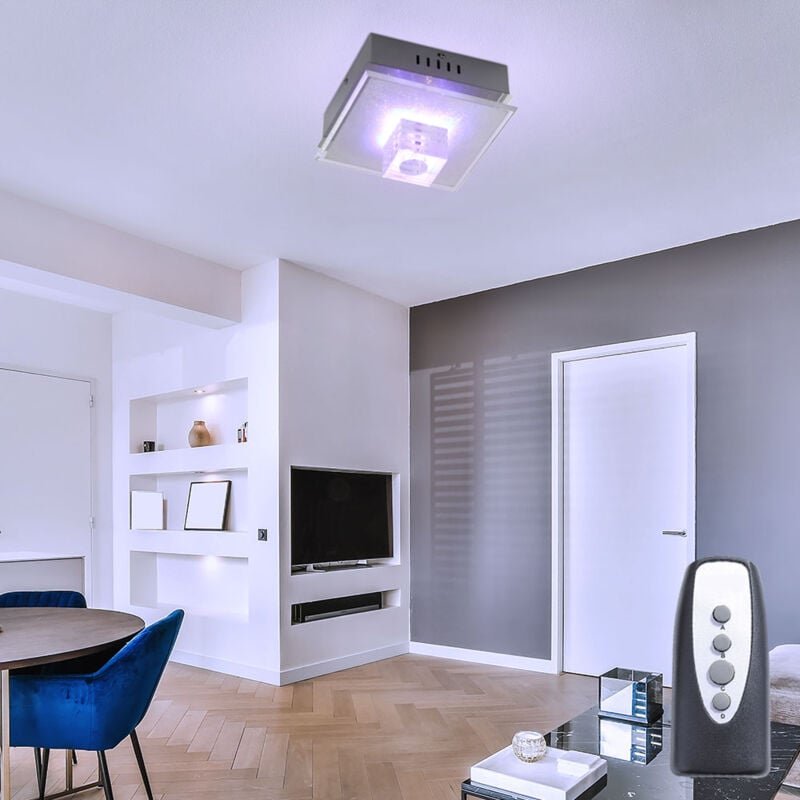 Globo Lighting - Deckenlampe Stufenschalter Glas Wohnzimmerleuchte Deko led Deckenleuchte, chrom, 1x G4, LxBxH 20,5x20,5...