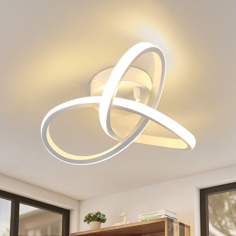 Led Deckenleuchte Warmweiß Deckenlampe Flur - 19W Flurlampe Modern Küchenlampe 3000K Klein Schlafzimmerlampe Weiß Geomet...