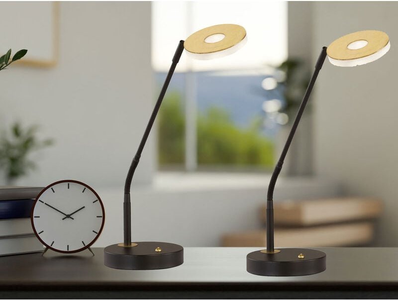 2er set led Schreibtischlampen Schwarz / Gold mit Dimmer, Höhe 60cm