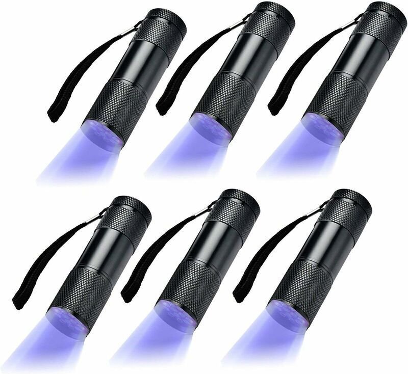 Jalleria - 6er-Pack UV-Ultraviolett-Schwarzlicht-Taschenlampe mit 9 LEDs für den Außenbereich usw.
