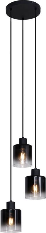 Moderne Pendelleuchte Schwarz mit Rauchglas 3-flammig - Dame