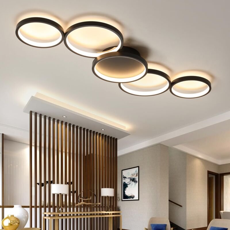 LED-Deckenleuchte, moderne Wohnzimmerbeleuchtung, 5-flammig, 55 W, dekorative Pendelleuchte fürs Schlafzimmer, warmes Li...