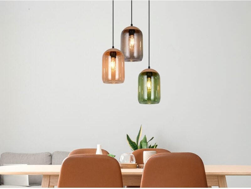 Meinewunschleuchte - led Cluster Pendelleuchte mit bunten Lampenschirmen aus recyceltem Glas, ø 30cm