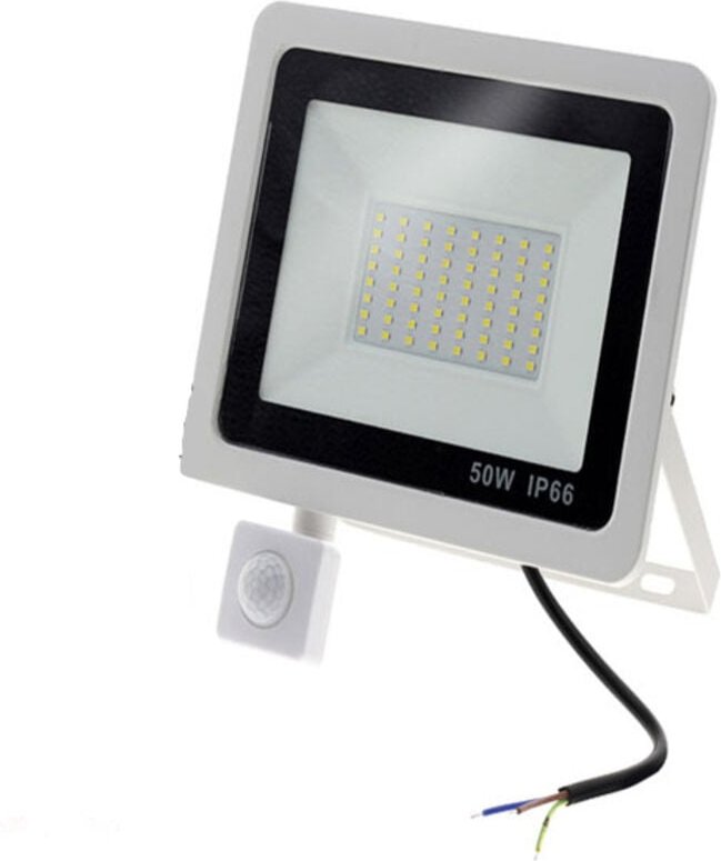 50-W-LED-Flutlichtstrahler mit Bewegungsmelder, Schutzart IP65, Farbtemperatur: Kaltweiß 6500 K