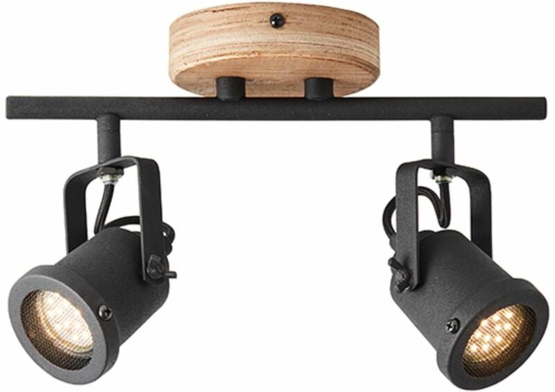 Brilliant - Inge Spotrohr 2flg. holz dunkel/schwarz Innenleuchten,Strahler,-Rohr 2x PAR51, GU10, 6W, geeignet für Reflek...
