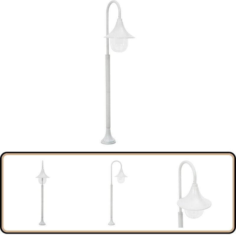 Garten-Pollerleuchte E27 120 cm Aluminium Weiß - Gartenleuchte - LED-Lampe - Außeleuchte - Poollicht - Stehlampe