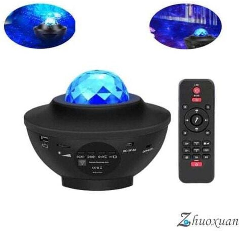 LED-Sternprojektorlampe, rotierender Nachtlichtprojektor mit 21 Modi & Fernbedienung & Timer & Lautsprecher & Bluetooth